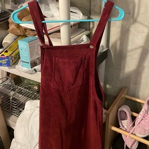 Maroon Cord Overall Dress